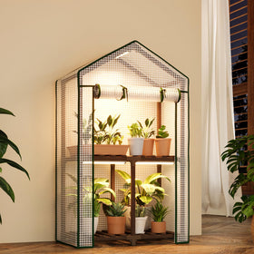 Bamworld mini-greenhouse with grow light enhances seedling care with LED illumination.