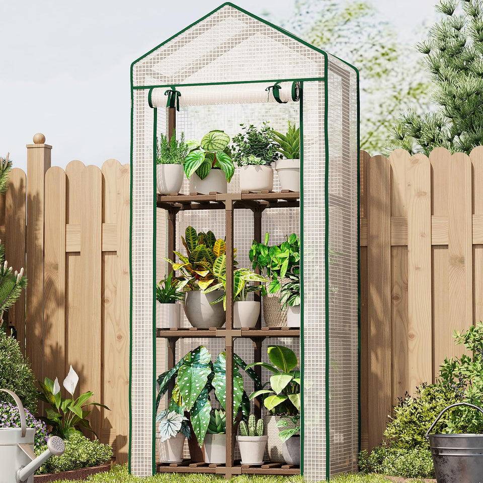 Bamworld mini greenhouse wood-frame for sturdy outdoor use.