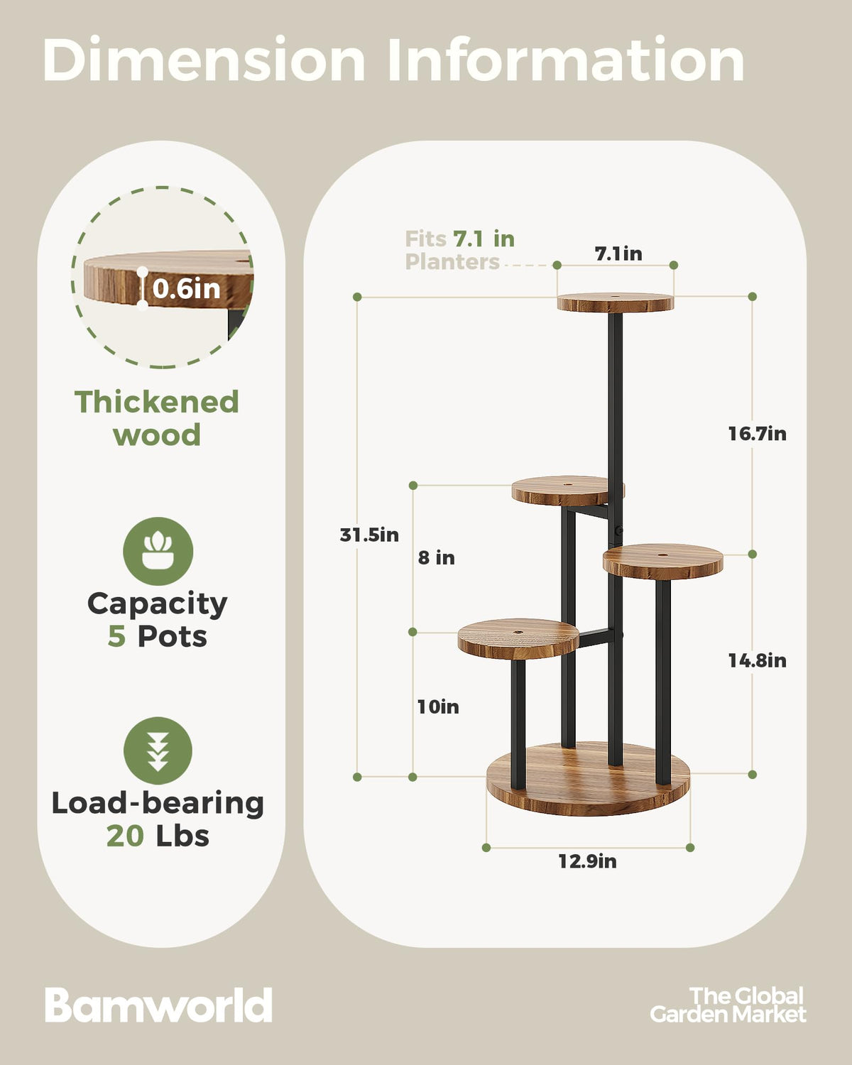 Bamworld minimalist plant stand blends with modern decor.