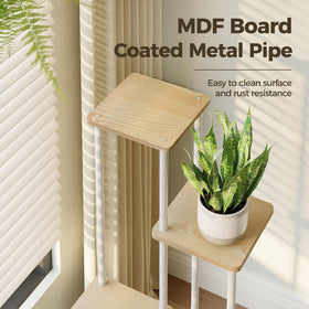 Bamworld white plant table brightens living rooms while organizing décor.