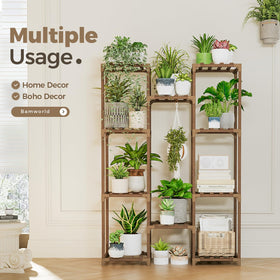 Bamworld multi-functional flower stand for decor and plant storage.