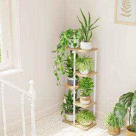 Bamworld multi-purpose plant rack displays flowers, succulents, and decor with style.