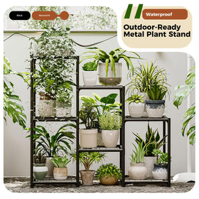Bamworld outdoor metal plant shelf withstands weather for balcony or garden