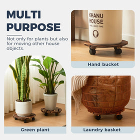 Bamworld patio garden organization using rolling plant stands.