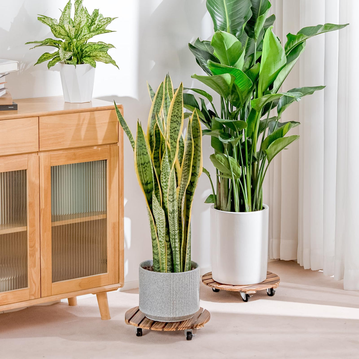 Bamworld 2-pack plant stand for multiple spots and rotations