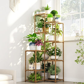 Bamworld plant stand tall corner rack for compact spaces, ideal for vertical display.