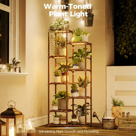 Bamworld 9-tier plant stand tower on a bright room corner.