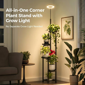 Bamworld plant stand grow light assembly process showing tool-free setup