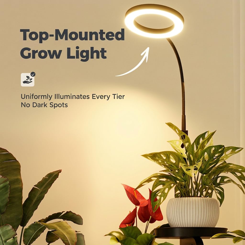 Bamworld corner setup with grow light showcasing compact shelving