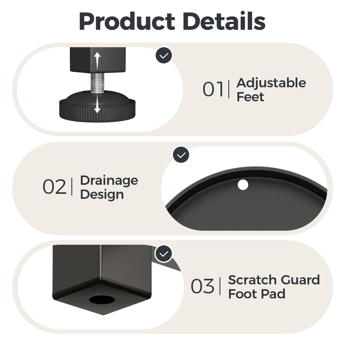Bamworld stand with drainage trays on a clean floor