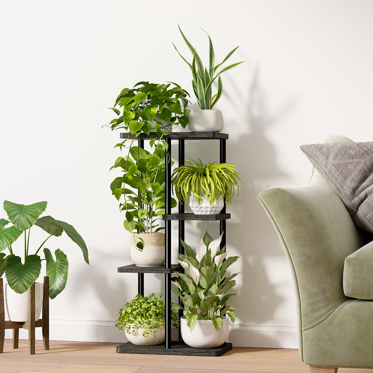 Bamworld indoor plant stand holds flowers and succulents securely