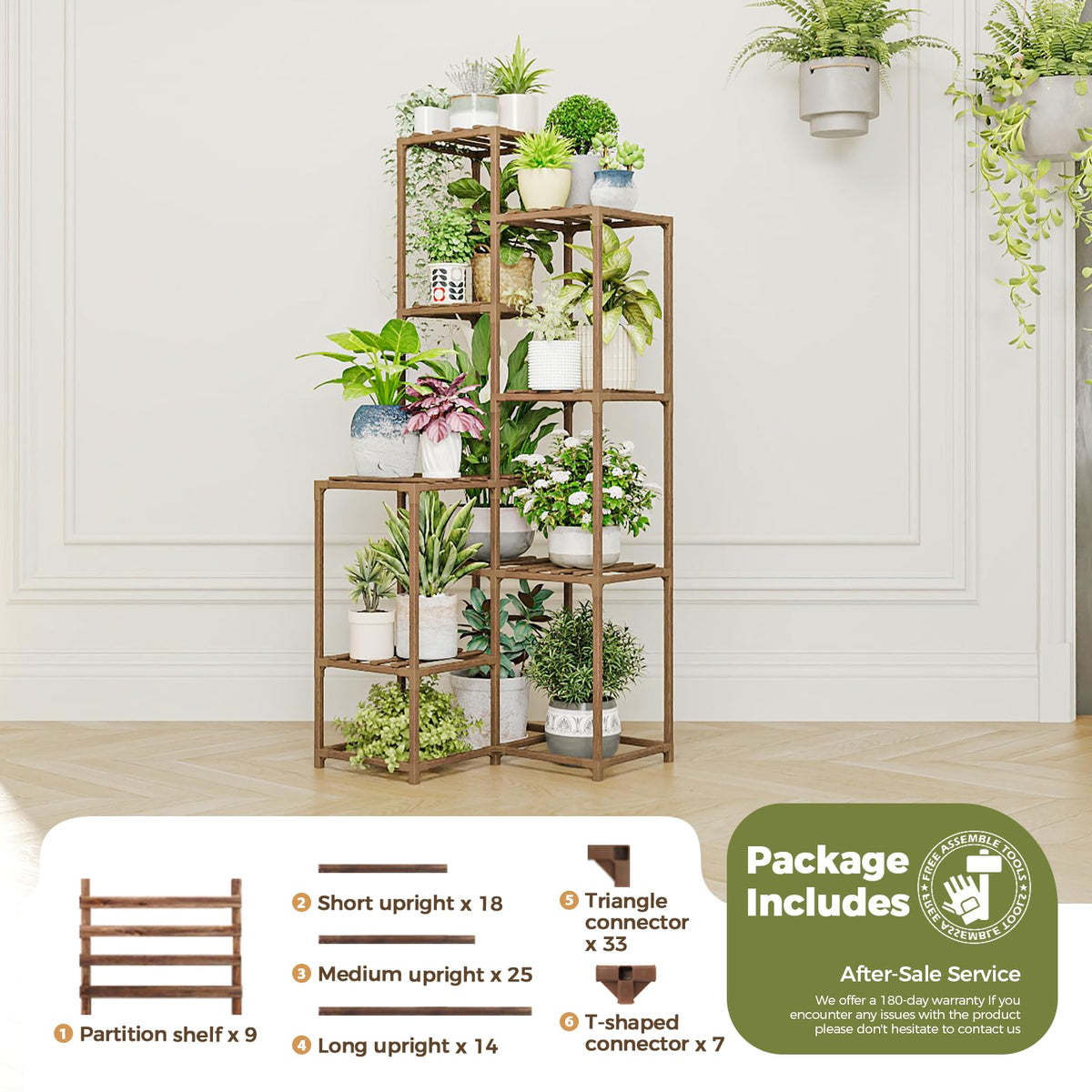 Bamworld multi-use display rack fits living rooms, balconies, and offices.