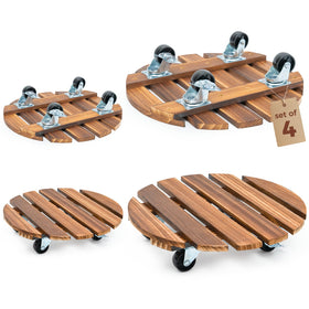 Bamworld plant stand with wheels, 12in base for versatile planter sizes.