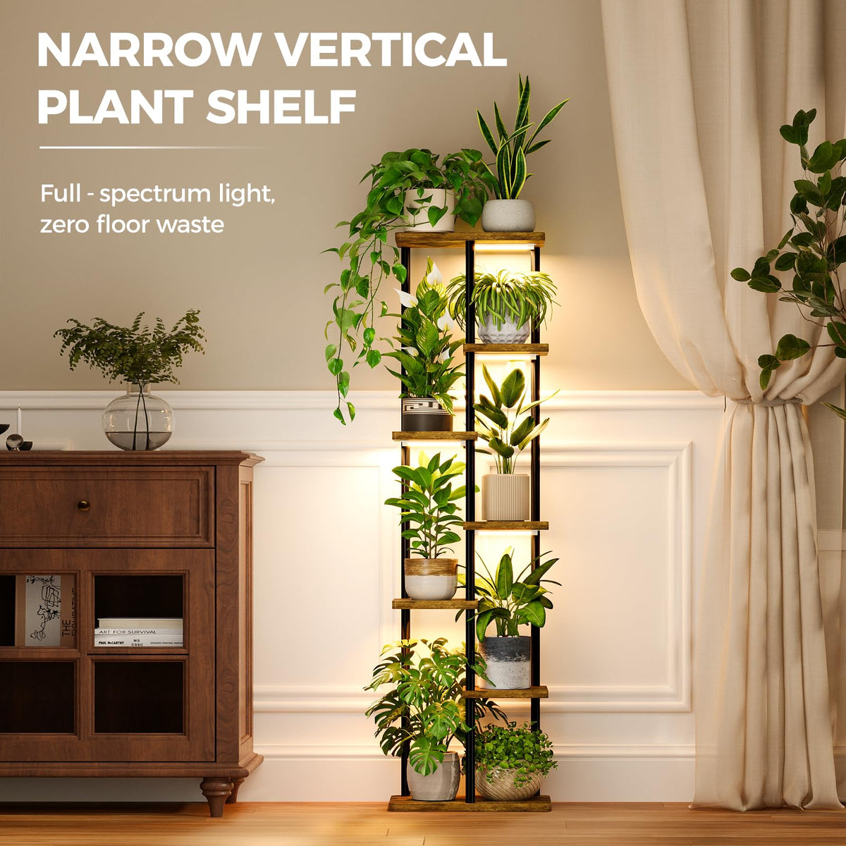 Bamworld plant stand wide-base design enhances stability for top-heavy plants.