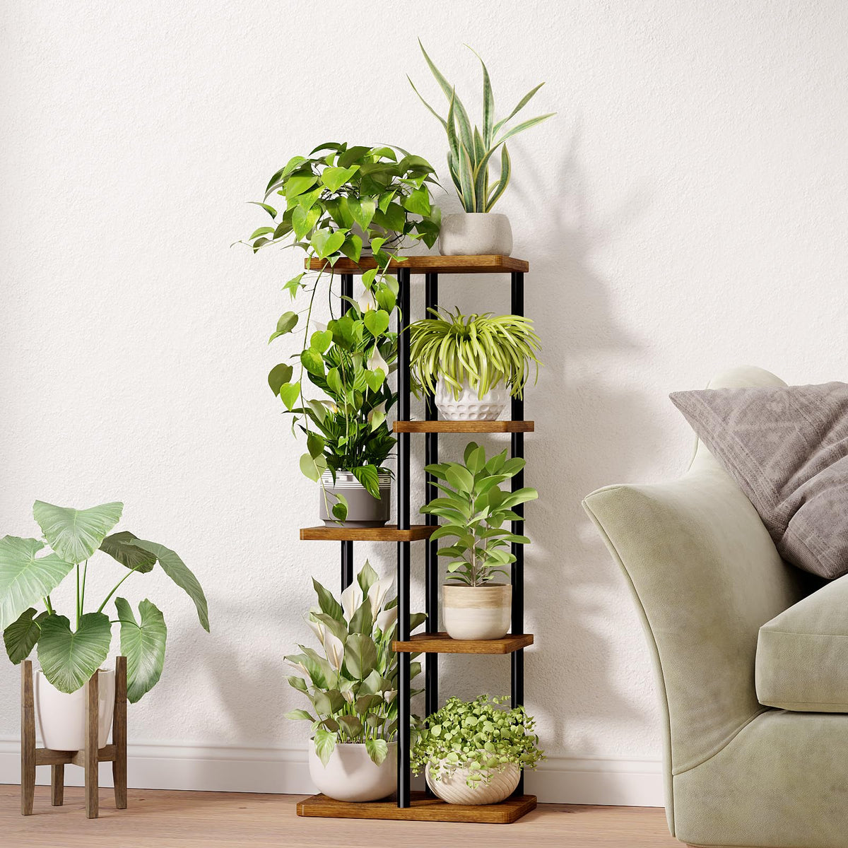 Bamworld plants display stand living room helps create green focal points.