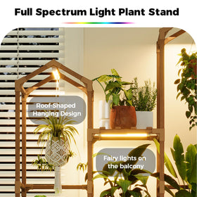 Bamworld roof design shelf with hanging rod for extra plant display