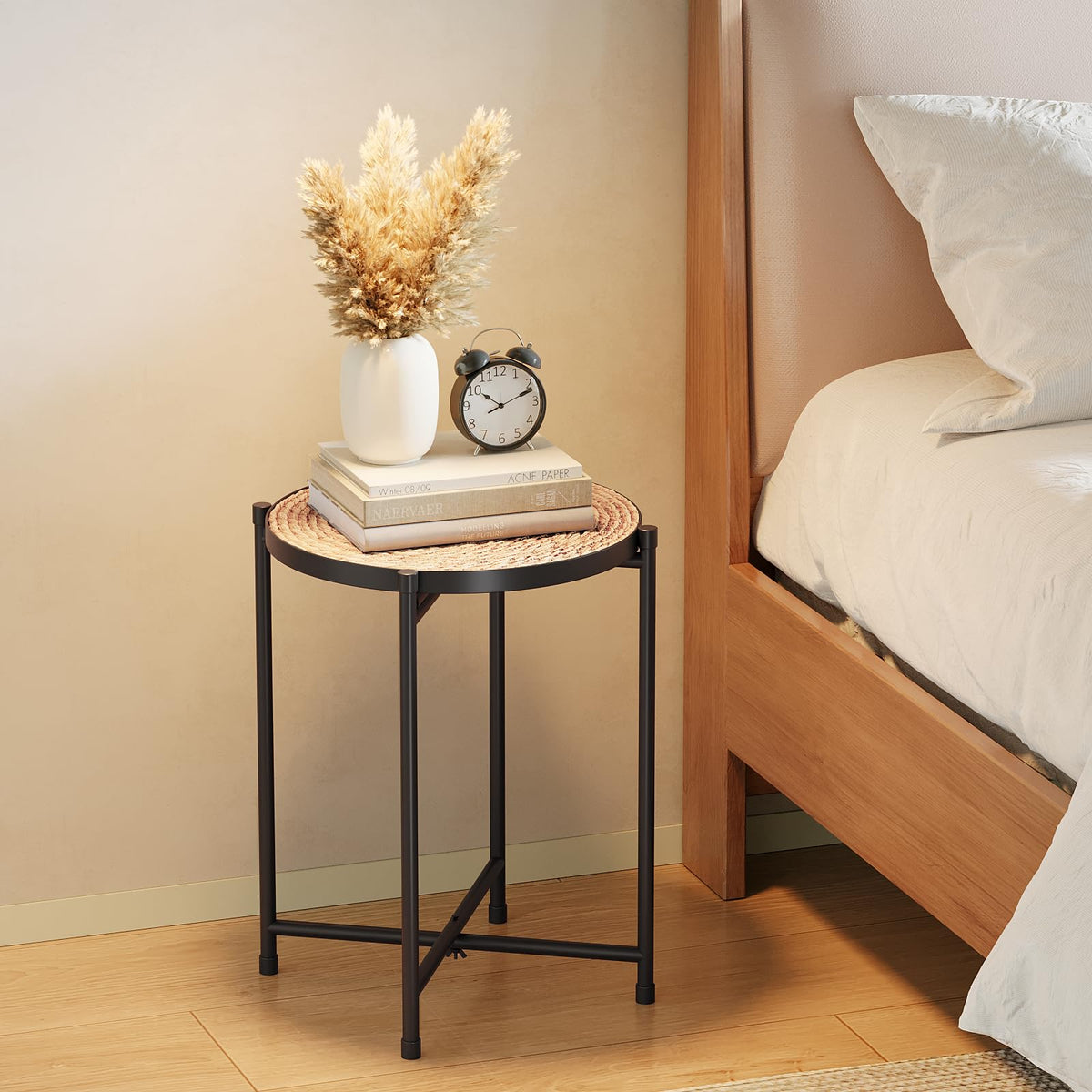 Bamworld round pot display stand built with durable rattan for indoor use.