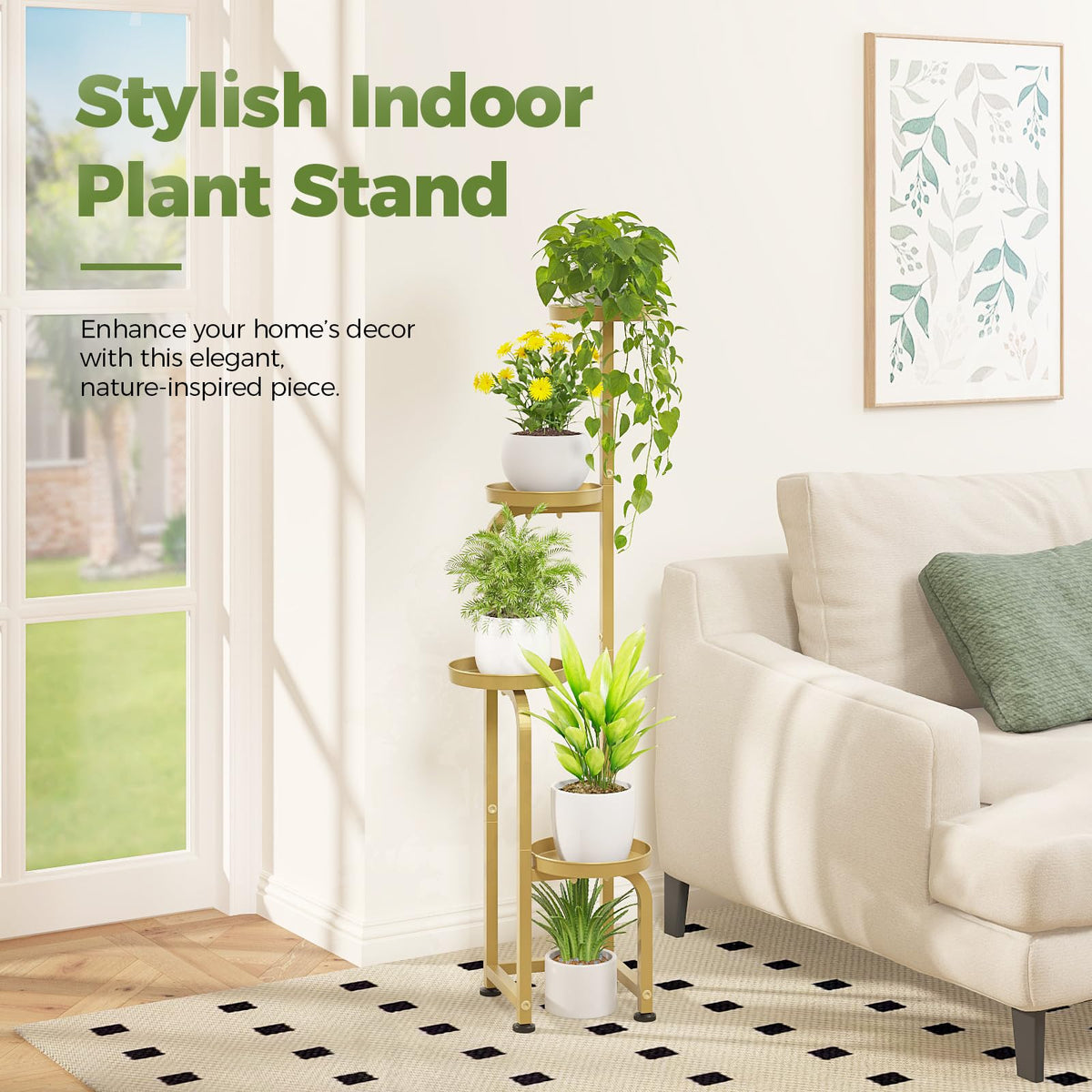 Bamworld spiral four-tier design optimizes light exposure for plants.