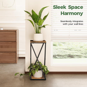 Bamworld sturdy metal pedestal stand supports heavier plants reliably.