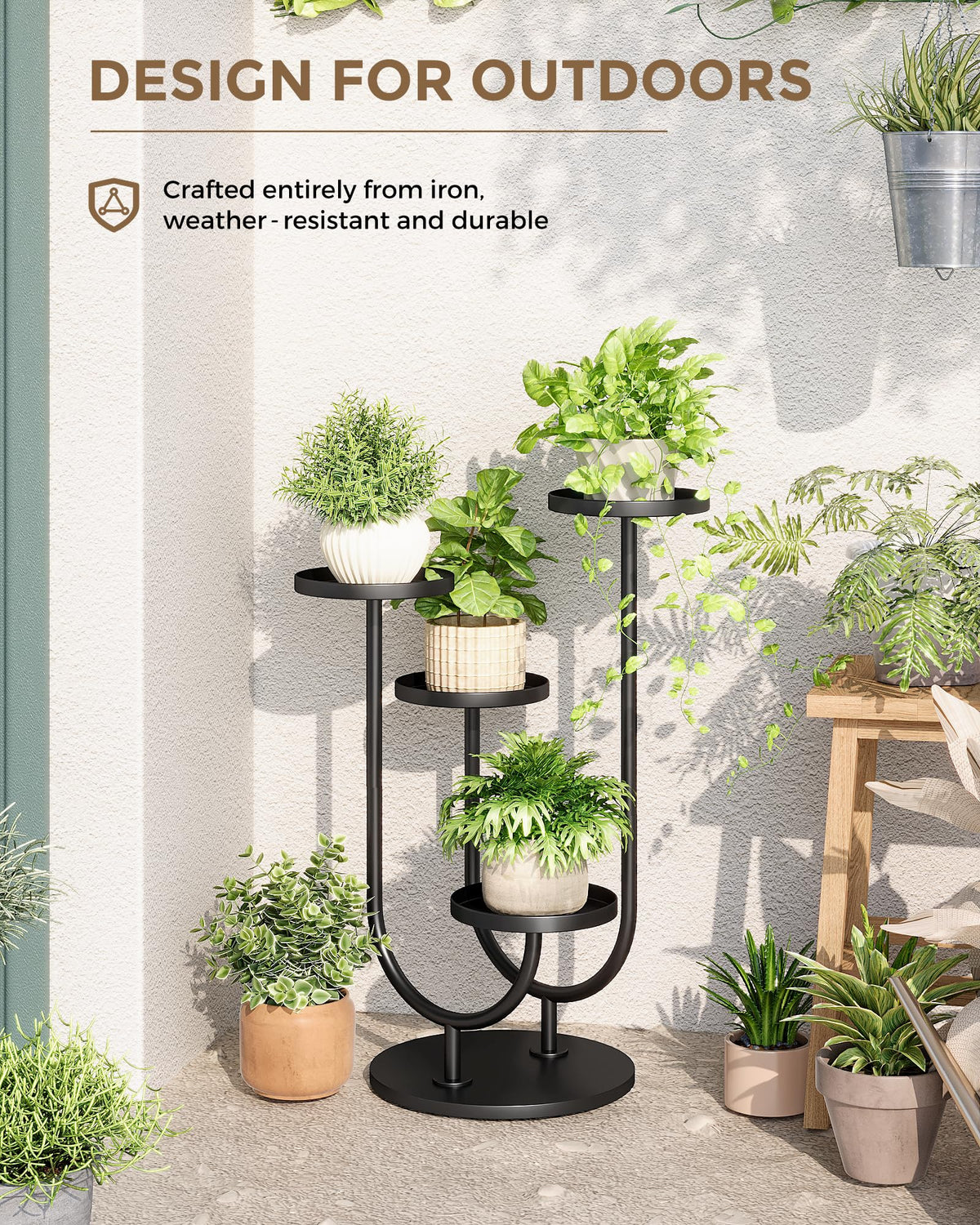 Bamworld tall plant holder keeps statement plants upright and accessible.