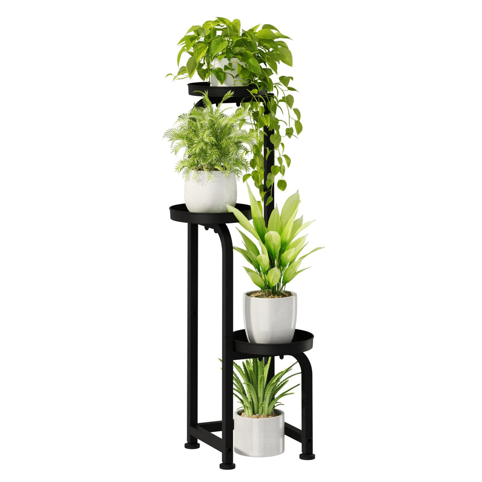 Bamworld tall plant stand in corner display with a three-tier spiral design for multiple plants.