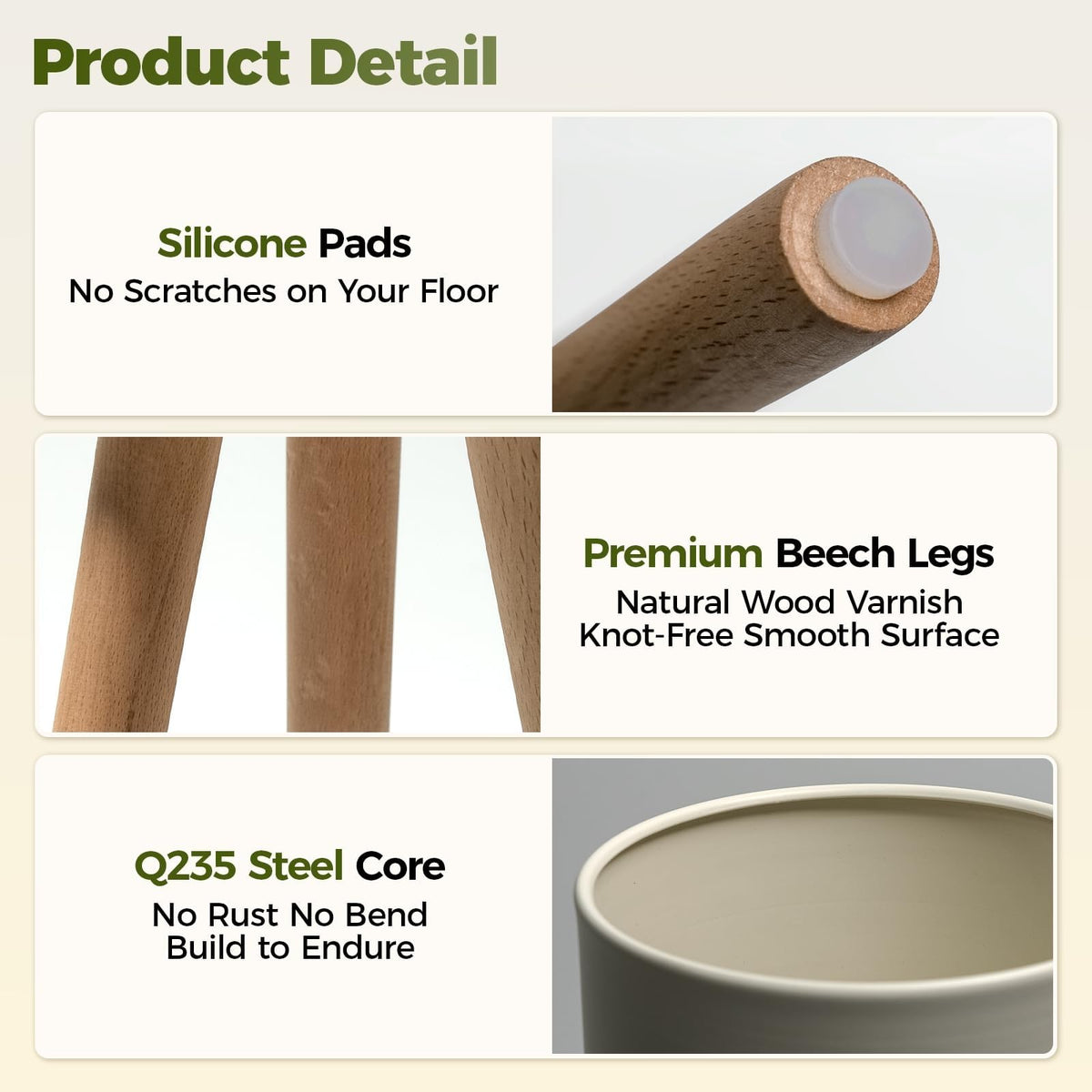 Bamworld three-leg design delivers sturdy balance for heavy pots.