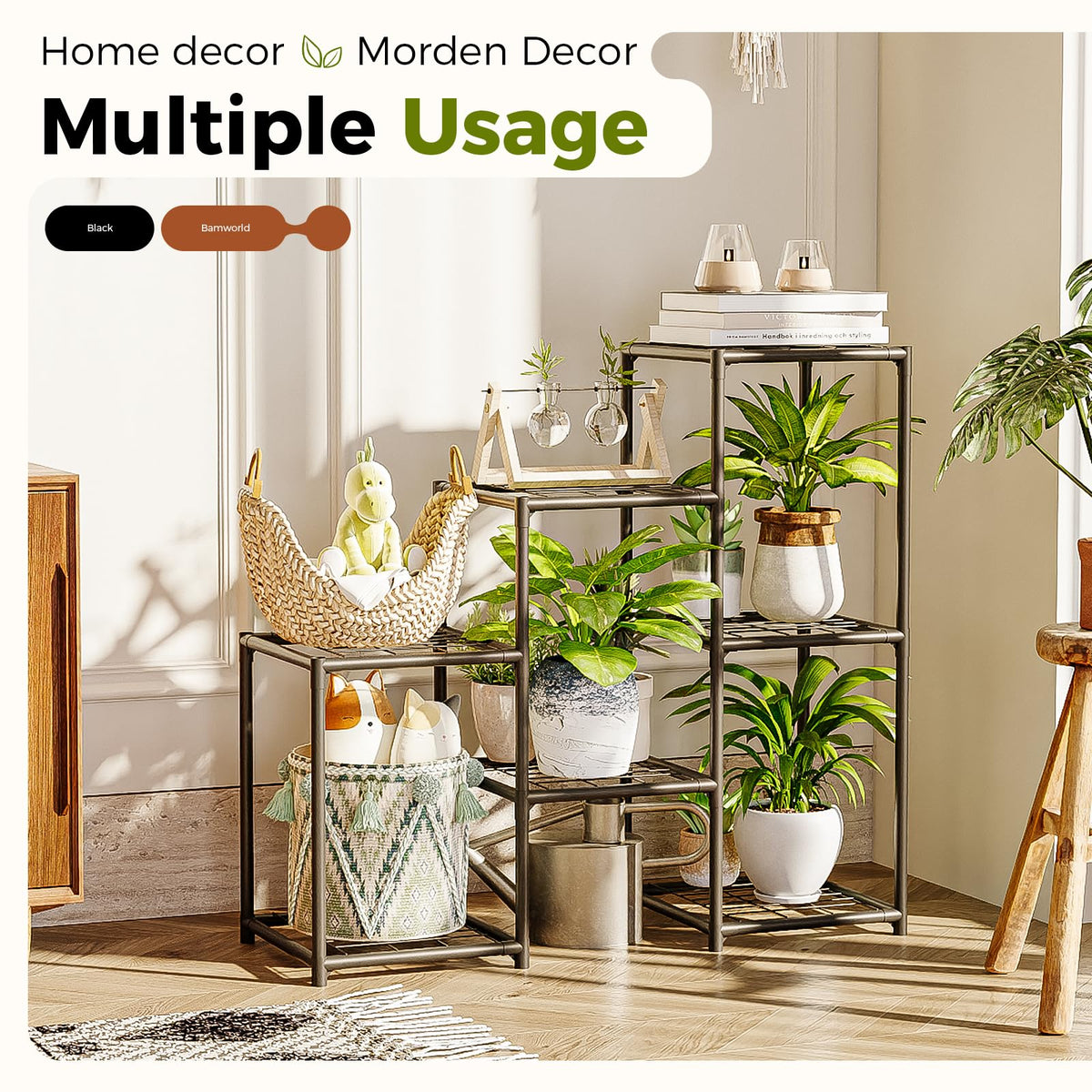 Bamworld versatile plant stand elevates living spaces and gardens