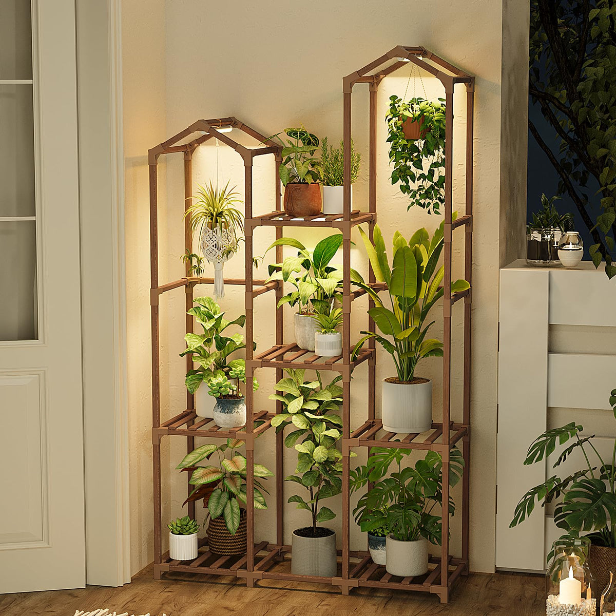 Bamworld warm-light setup enhances ambiance and plant care in living spaces