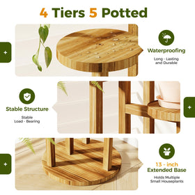 Bamworld plant stand with waterproof finish suitable for indoor and outdoor use.