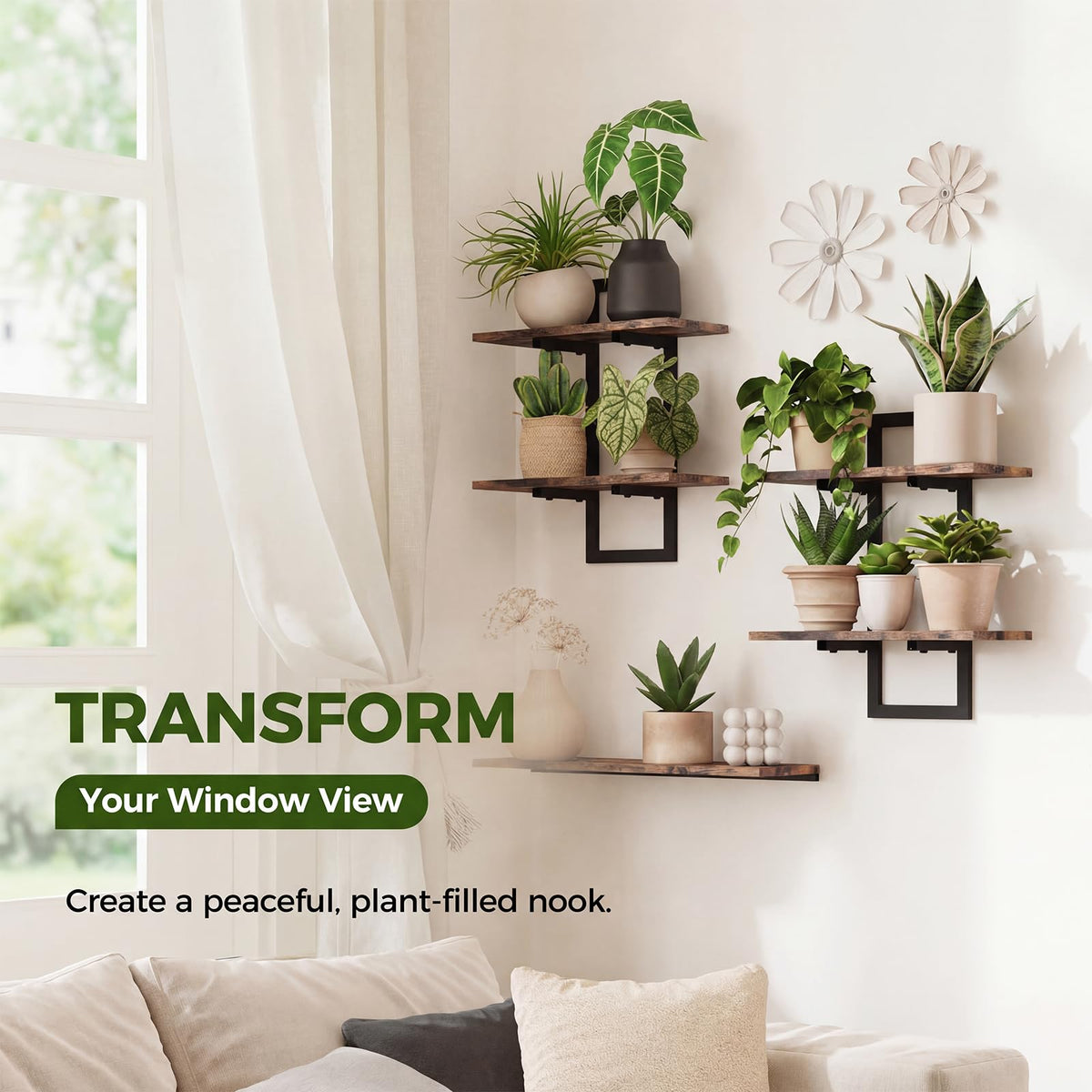 Close-up of Bamworld wood and iron materials highlighting durable wall decor.