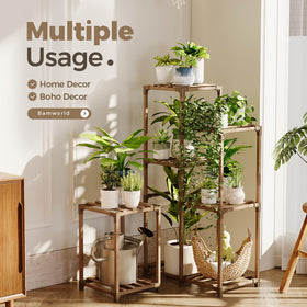 Bamworld wood plant holder brown adds natural warmth to any room.