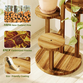 Bamworld wood plant holder showcases durable pine construction for lasting decor.
