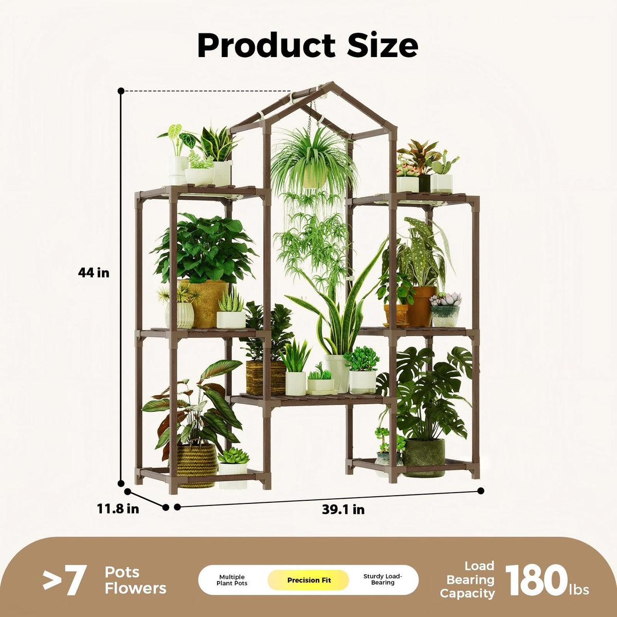 Bamworld wooden plant shelf close-up shows durable, chemical-free wood for long-lasting display