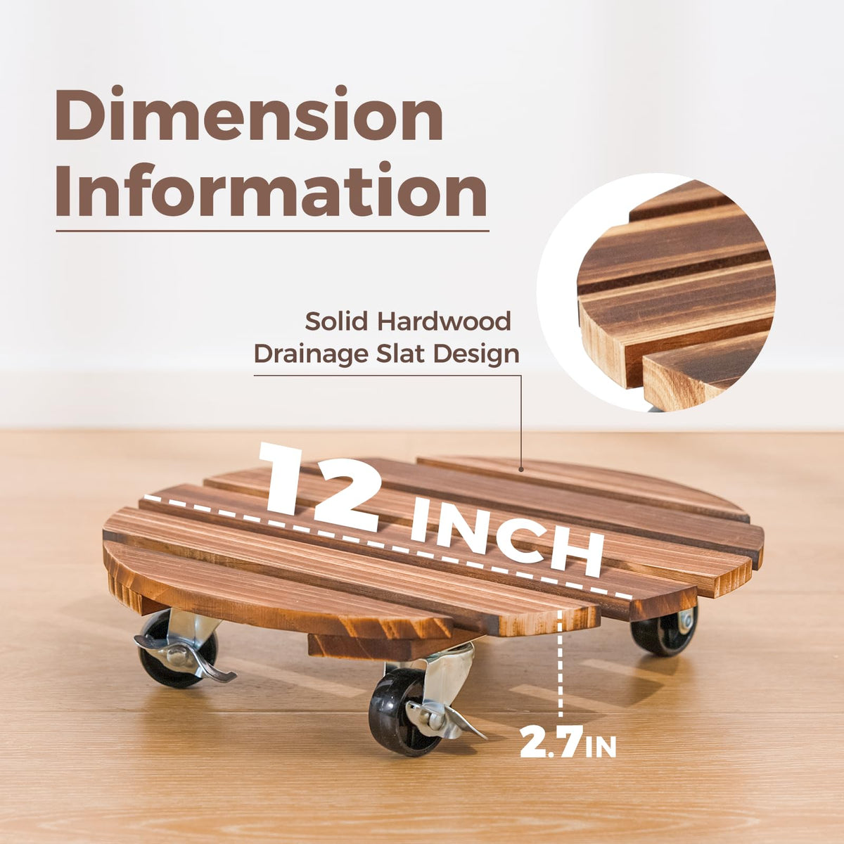 Bamworld wooden stand with locking casters for secure indoor or outdoor use.