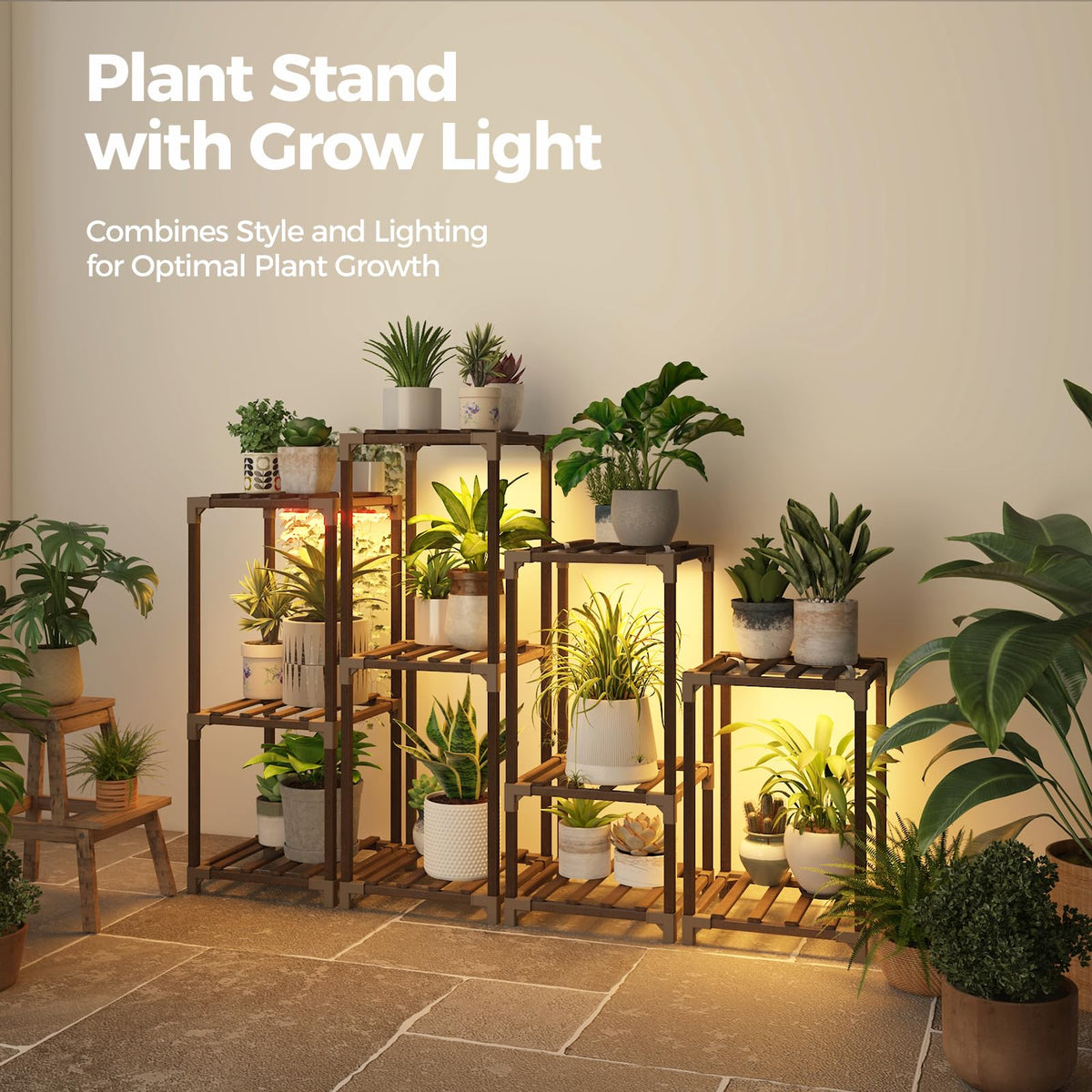 Bamworld sturdy triangle-structure plant stand provides stable support for heavy pots.