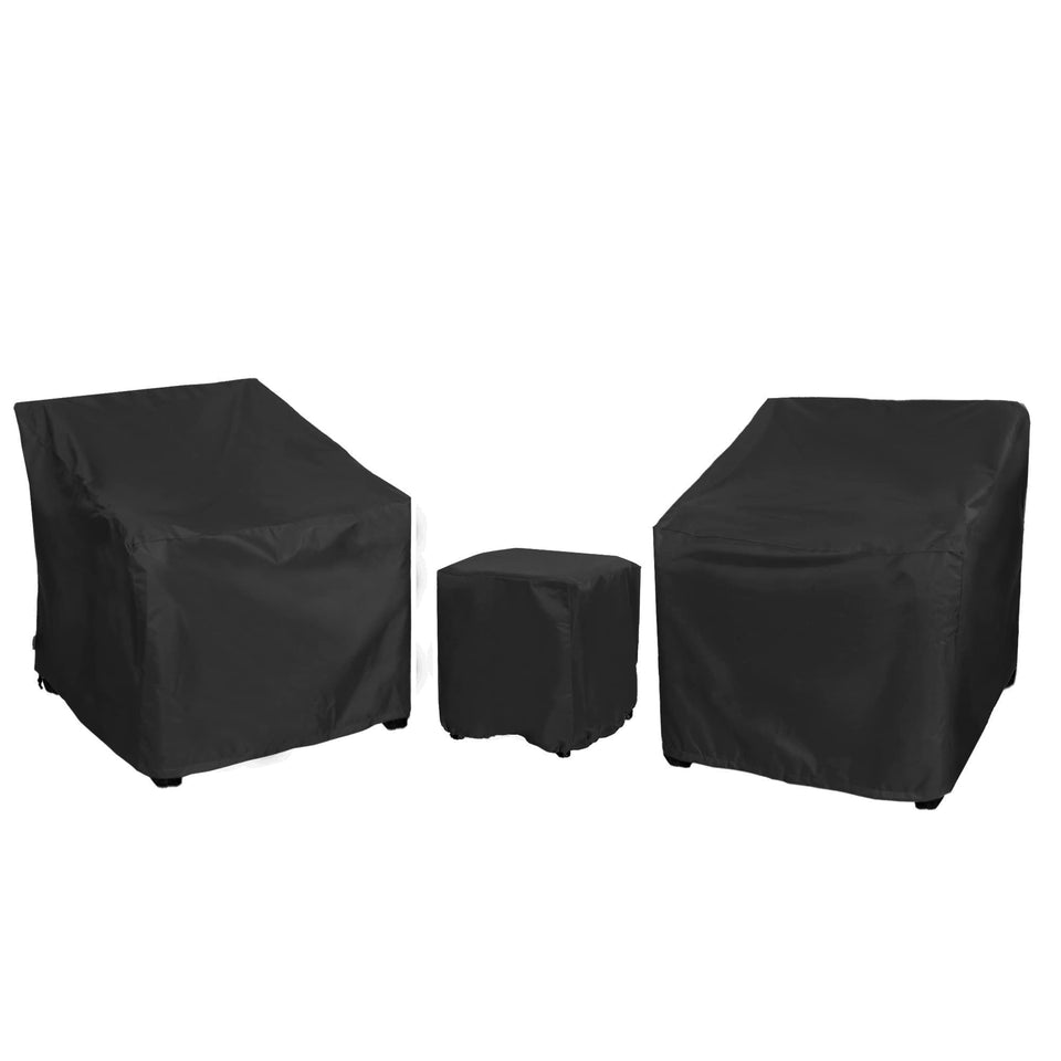 Baner Garden 3-piece patio bistro set cover protects all-weather furniture.