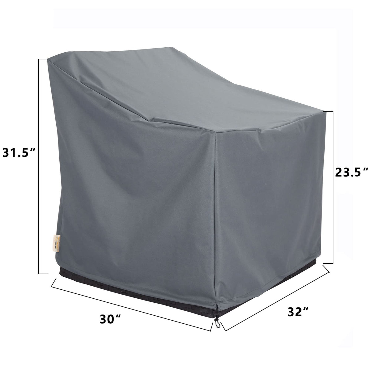 Baner Garden chair cover gray demonstrates snug fit for windy conditions.