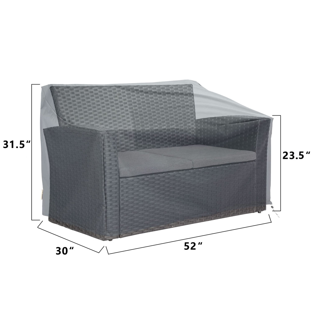 Baner Garden loveseat cover gray guards a two-seat sofa.