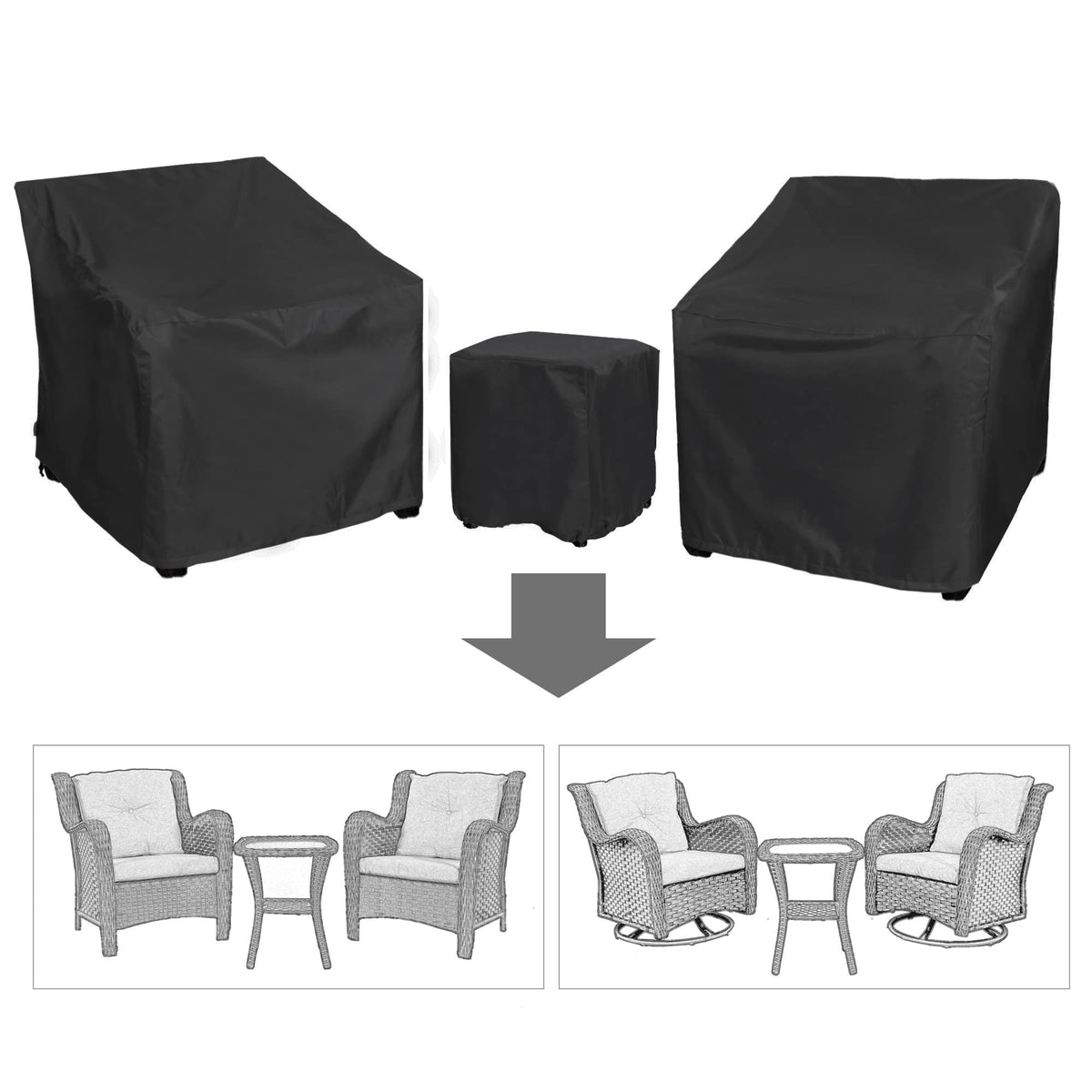 Baner Garden patio chair cover shields chairs from rain and sun.