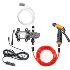 Bang4buck portable pump in use for quick car cleaning at home