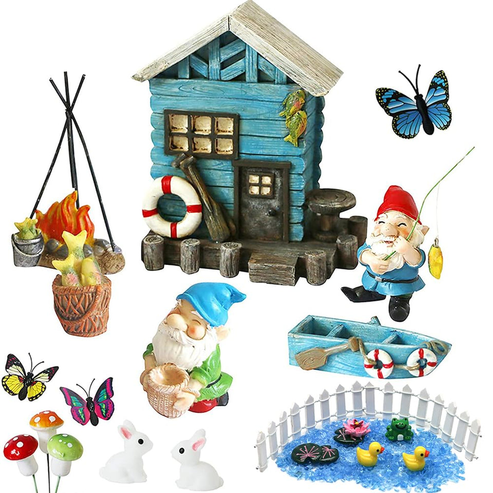 BangBangDa miniature fairy garden gnomes in weather-safe outdoor decor