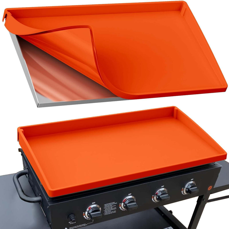 BANGIE 36in silicone griddle mat with full wrap protection keeps Blackstone clean.