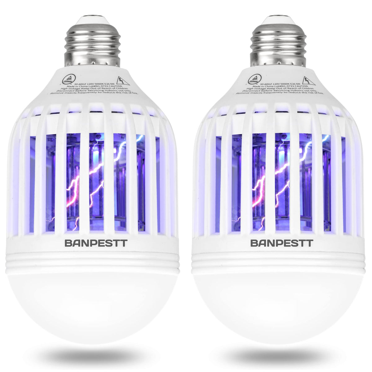 BANPESTT bug zapper lightbulb on porch for indoor-outdoor pest control.