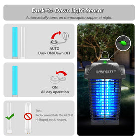 BANPESTT dusk-to-dawn sensor activates automatically, saving energy at night.