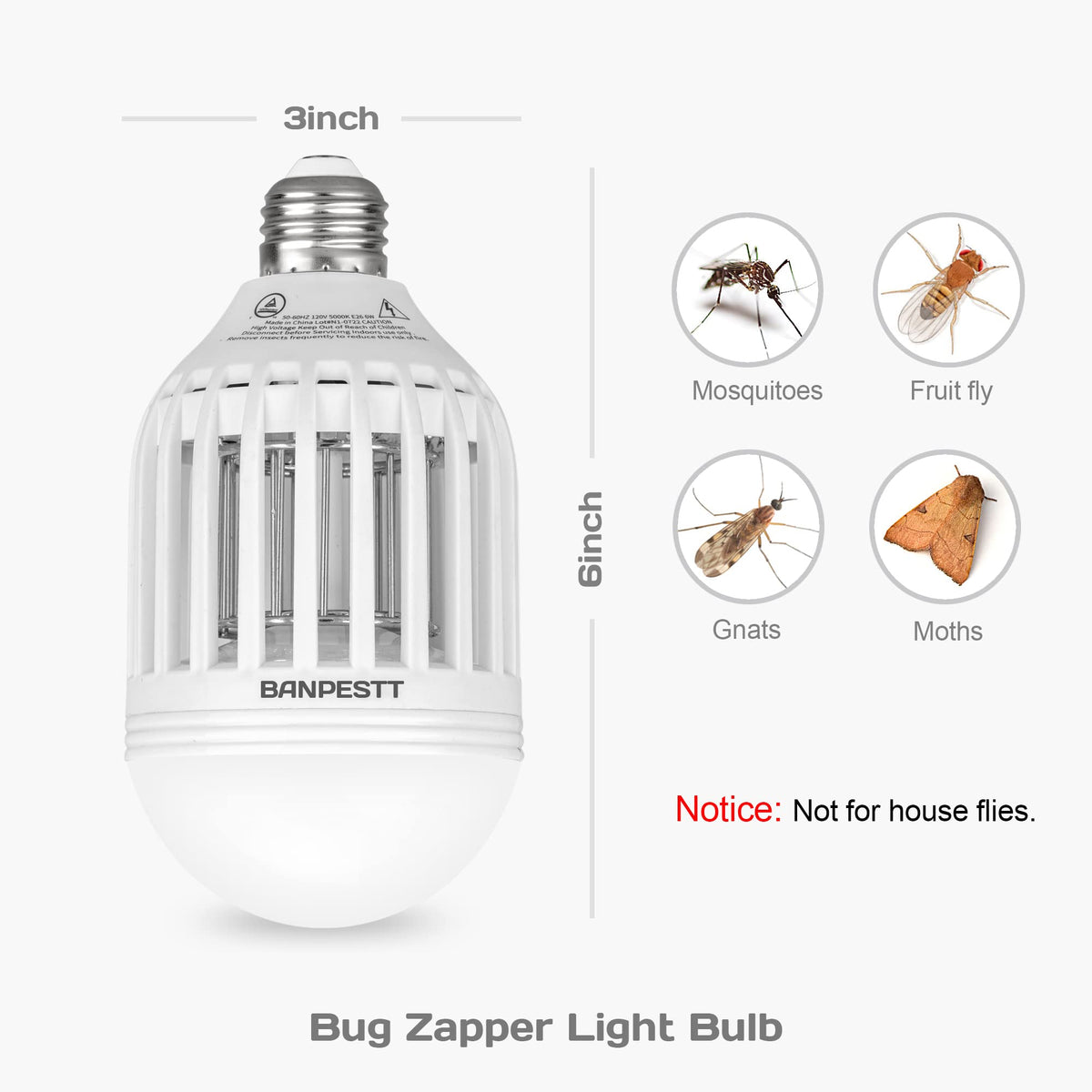 BANPESTT 2-in-1 design fits an E26 socket for simple plug-and-play setup.