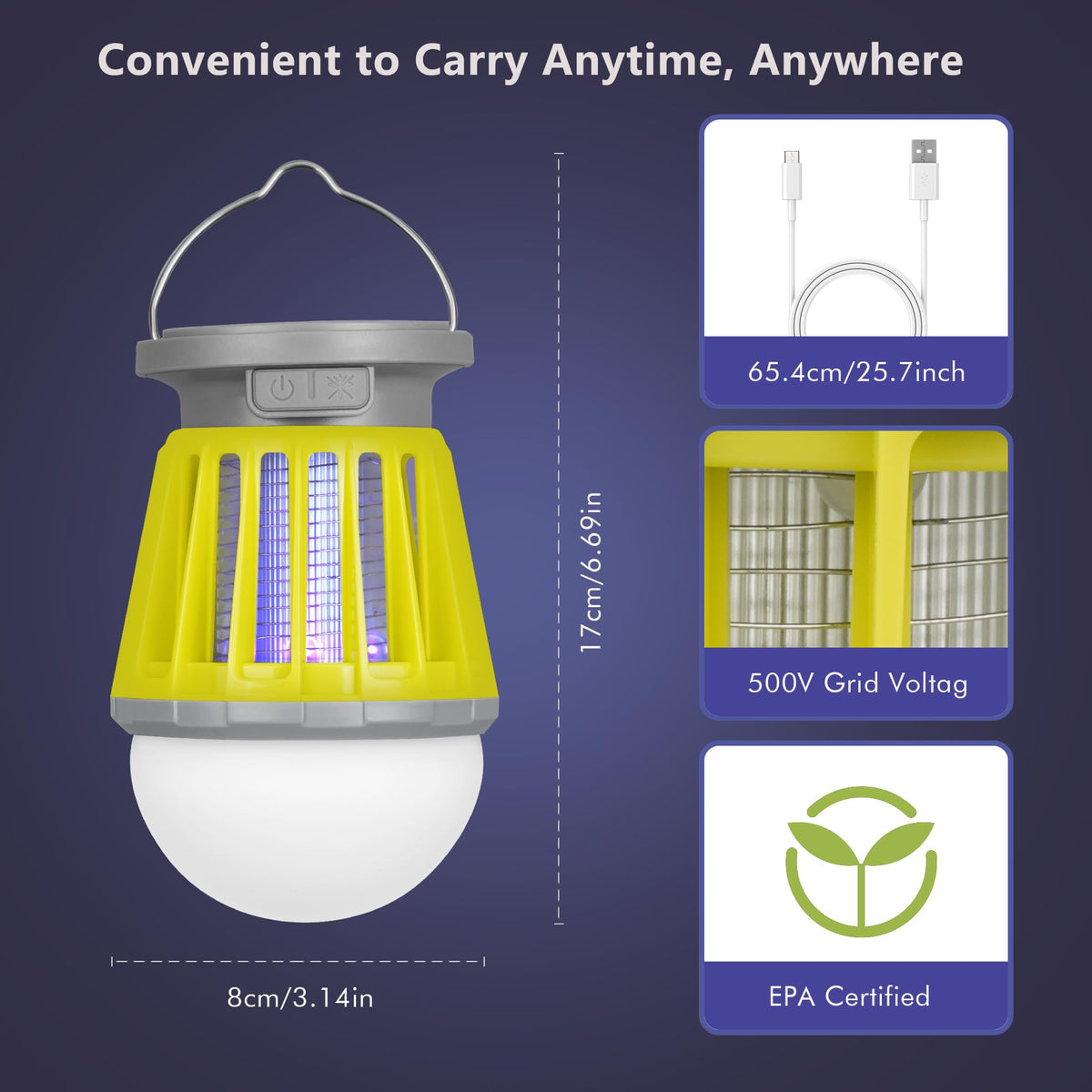 BANPESTT Portable bug zapper, easy to clean with water after outdoor events.