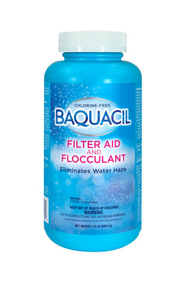 Baquacil Flocculant package promotes clearer pool water and easy dosing.