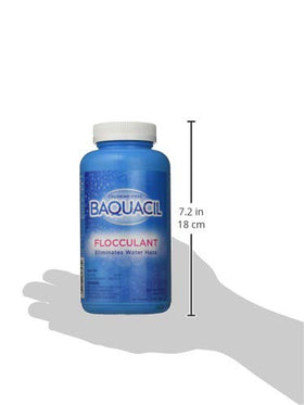 Baquacil Flocculant in-use shows hazy water becoming clear and sparkling.