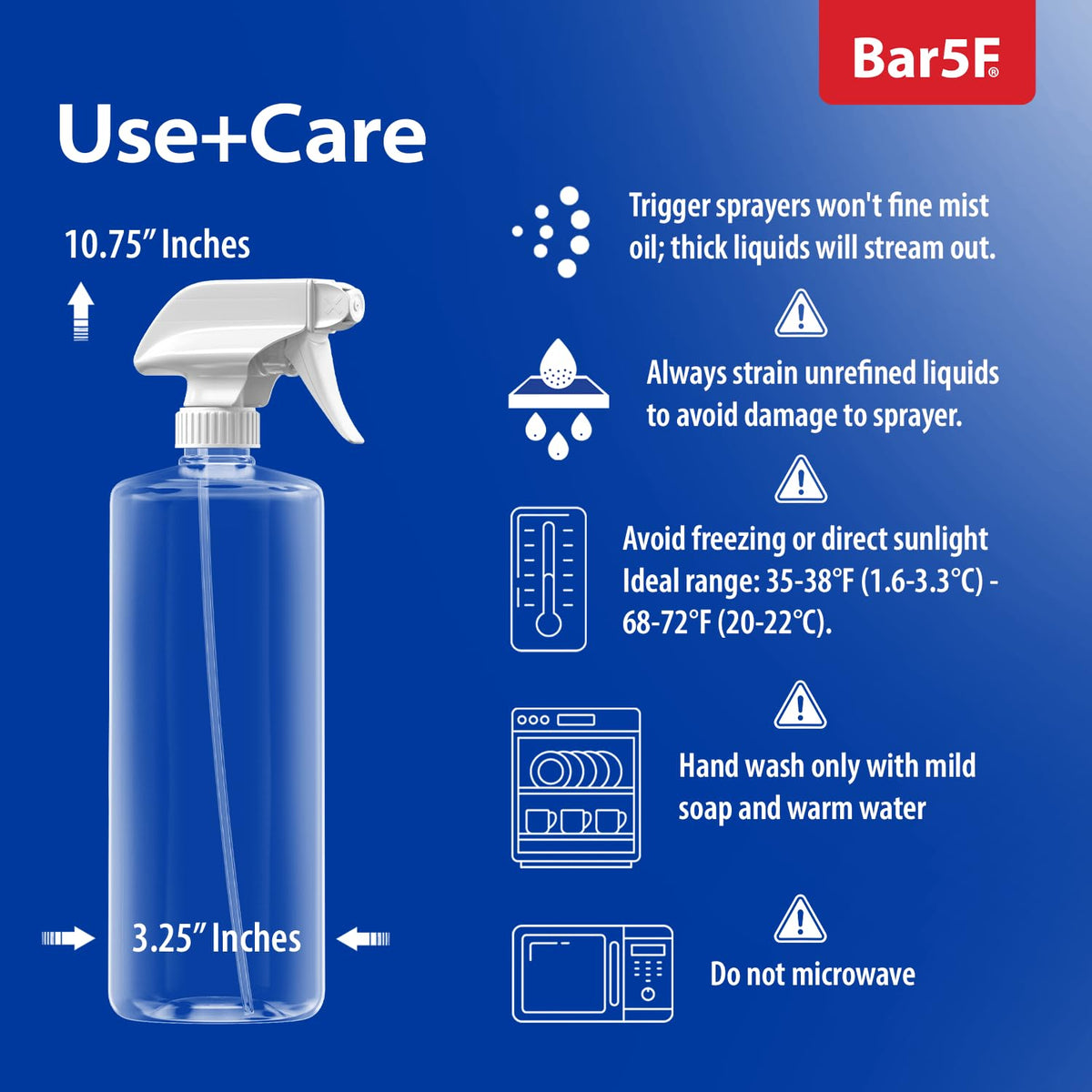 Bar5F ergonomic grip bottle provides comfortable use during long tasks