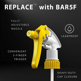 Bar5F spray head shower tip for broad, efficient dispersion